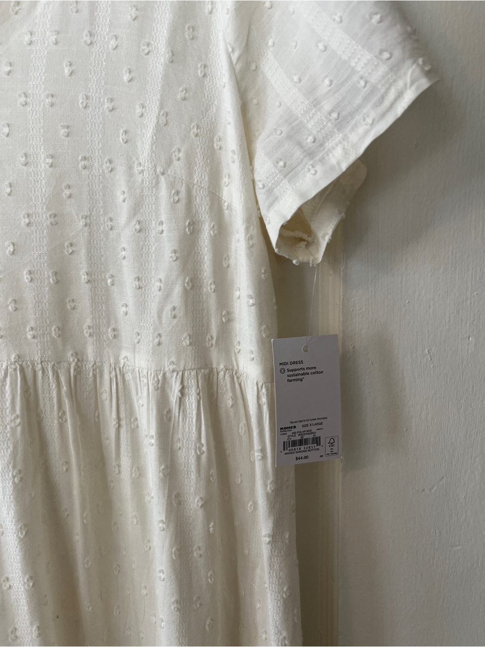 NWT Sonoma Button-Front Cream Midi Dress with V-Neck - Picture 5 of 8